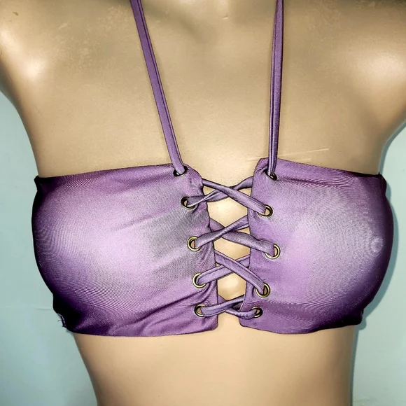 NEW SMALL PLUM 2 PIECE SWIMSUIT POPULAR BRAND REMOVALBLE PADS  HALTER B… - Picture 5 of 11